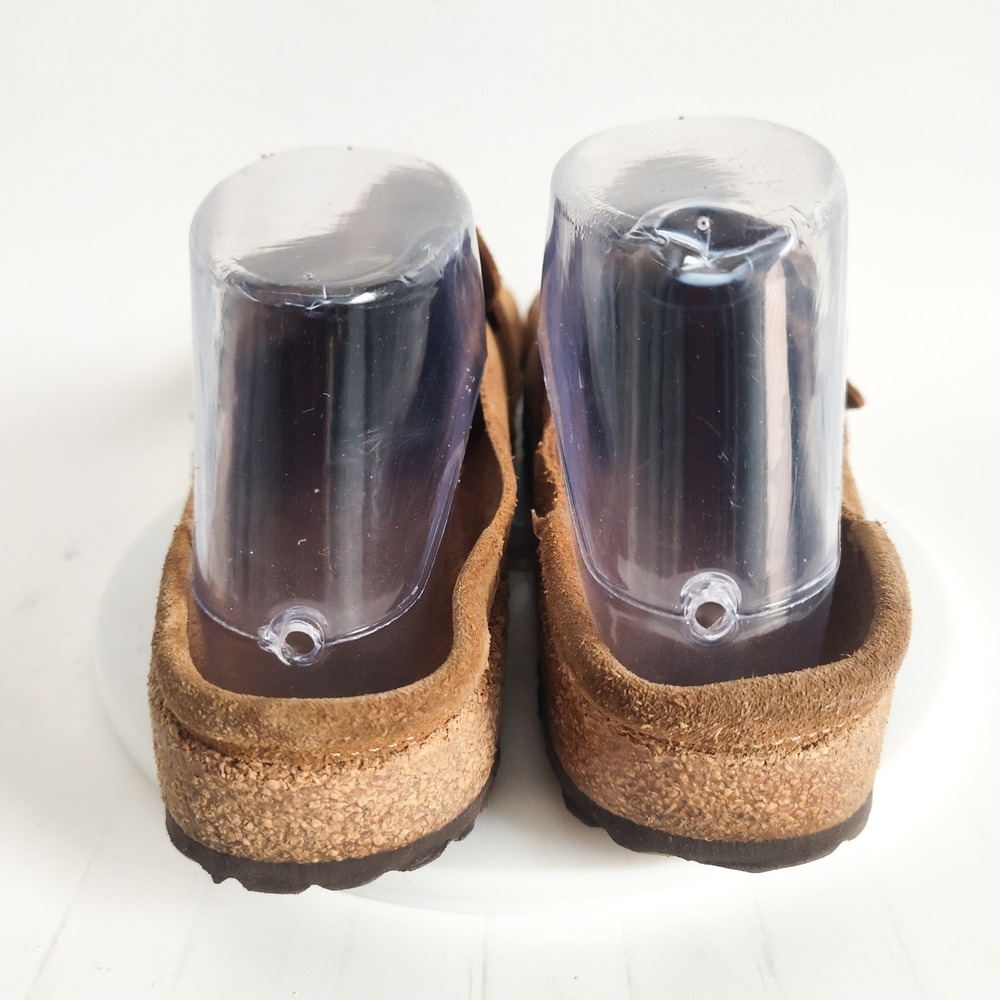 Birkenstock Clog Mules 6 / 37 Buckley Tan Suede Leather Buckle Slip On Shoes - Picture 5 of 8